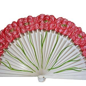 Spanish fan/hand-painted fan/flamenco fan/wood fan  "Bouquet of roses"