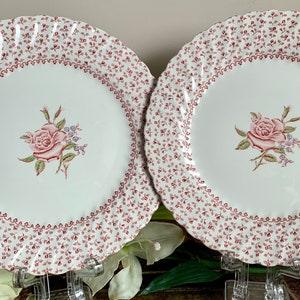 Vintage  Johnson Brothers Rose Bouquet 2 dinner plates Made in England  1970s