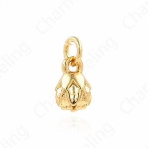18K Gold Filled Plant Necklace,Micropav??? CZ Round Charm,Flower Pendant, Pentagram Pendant, Flower Charm,DIY Jewelry Supplies,9x4.6x4.6mm