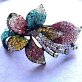 Multicolour Crystal Lily Flower Black Hair Barrette Clip Wedding Party Prom