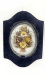 Vintage Dried Flowers Wall Art Domed Glass Brass Frame Cideart Made in Belgium