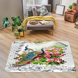 3D Peacock Peony Flower NAO9069 Game Rug Mat Elegant Photo Carpet Mat Fay