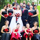 Build wedding package-Red, Black, White Rose calla lily bouquet corsage boutonniere rose pomander pew