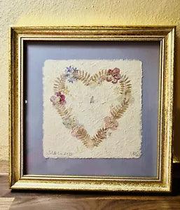 Pressed Flower Floral Dry Art Gold Wood Frame Signed 1998  10???x10 Madagascar