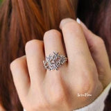 Silver Flowers Ring, Filigree Jasmine Ring, Carved Flower Ring, Jasmine Bouquet Silver Ring, Sterling Silver Plumeria Boho Ring