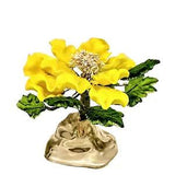 Vintage Blown Glass Yellow Peony Flower Bouquet 6"x8"
