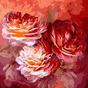 Peony Flower Painting By Numbers Acrylic Canvas Abstract Wall Art Garden Decors