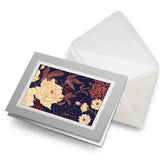 Greetings Card (Grey) - Vintage Peonies Roses Vintage Flowers  #16574