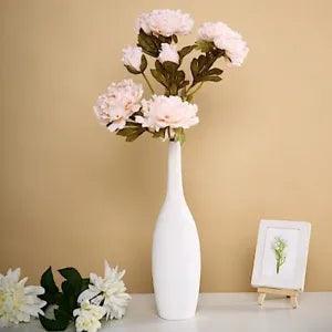 Artificial silk peony flower spray with blush pink and light cream blooms