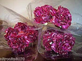 DRIED FLOWERS 25 HANDMADE ENGLISH LOGANBERRY ROSES W/FLEXIBLE STEMS WINE COLOR