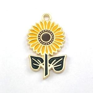 4/8Pcs Enamel Sunflower Jewelry Making Pendant Charms, Bulk Pack CHA1692