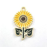 4/8Pcs Enamel Sunflower Jewelry Making Pendant Charms, Bulk Pack CHA1692