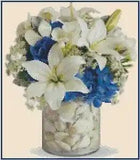 Flower White Lilies in Seashells Vase Counted Cross Stitch COMPLETE KIT #14-134