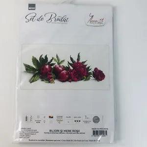 Peonies and Red Apples Cross Stitch Kit Set de Brodat BA2357 Zweigart