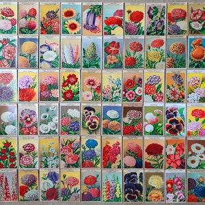 144 Flower Labels vintage French ephemera, gift for gardener, nature-inspired craft supplies, botanical print, flower ephemera