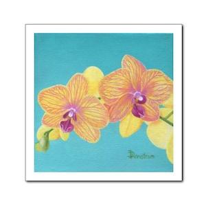 Orchids, Hawaiian Decor, Botanical Print, Floral, Teal, Tropical Wall Decor, Coastal Decor, Beach Wall Art, Yellow Flowers