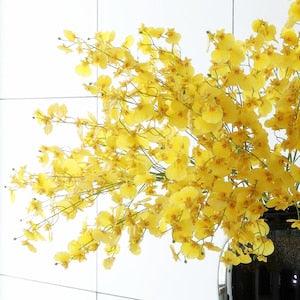 30" Real Touch Dancing-Doll Orchid Flower in Yellow?? Artificial Faux Plant , Home Decor Flowers for Bouquet??Party??Wedding