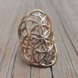 Double seed of life in bronze - sacred geometry - seed of life ring