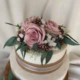 Rustic Rose Cake Topper Antique Mauve Silk Fake Flowers