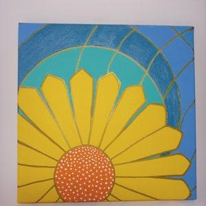 Sunflower stained glass look, canvas, one of a kind original hand painted