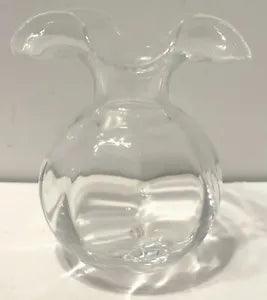 Vietri Hibiscus Collection Italian Mouthblown Glass Bud Vase Clear Italy 5.5???