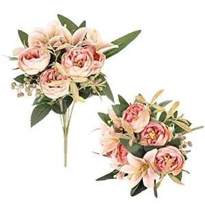 2 Pack Artificial Peonies Flowers Arrangements Vintage Vintage Light Pink