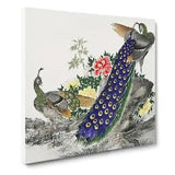 Peacocks & Peony Flower by Numata Kashu Canvas Print Wall Art Framed Large