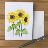 Sunflowers Card/Hand Painted Card/Original Watercolour Card/Summer Card/Birthday Card/Floral Card/Blank Card/Hand Made Card/Greeting Card