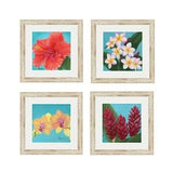 Hawaiian Decor, Botanical Print Set of 4, Floral, Teal, Tropical Wall Decor, Coastal Decor, Beach Wall Art, Orchid, Hibiscus, Plumeria
