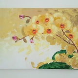 Abstract floral painting Yellow orchids impasto oil painting palette knife wall art Original painting on canvas gift for woman