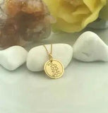 Lily of the Valley Coin Pendant 14k Yellow Gold Women Jewelry May Birth Flower