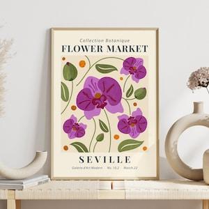 Flower Market Print Minimalist Gallery Wall Art Botanical Spring Floral Museum Exhibition Poster Seville Orchid Printable Home Decor