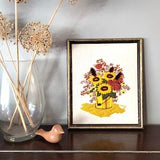 Vintage Sunflower Needlepoint Decor, Retro Fall Sunflower Decor, 80s Wall Decor, Framed Needlepoint Decor