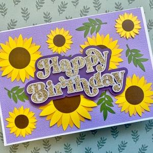 Sunflower Birthday Card, Sunflower Card, Greeting Card for her, Handmade Card