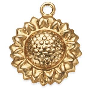 1 Pc Bag of 14K Gold Filled 14.4x17 mm Sunflower Charm (GFP1797)