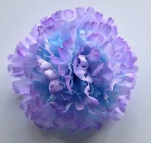 3.5" Light Blue & Lavender Violet Purple Carnation Silk Flower Hair Clip Wedding