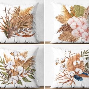 Orchid Flower Pillowcases, Dry Leaves Print Pillowsham, Interior Modern Design, Luxe Home Gift Idea, Fall Home Decor, Brown White Pillowcase