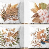 Orchid Flower Pillowcases, Dry Leaves Print Pillowsham, Interior Modern Design, Luxe Home Gift Idea, Fall Home Decor, Brown White Pillowcase