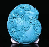 5CM China Natural Jade Carve Feng Shui Peony Flower Mouse YuBi Yu Bi Amulet Pend