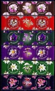 Romania 2009 Mountain Flowers Edelweiss/Alpine Aster/Large Pink/Bell/Lily MNH/3