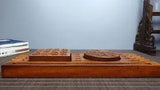 11.8" Old Chinese Natural Rosewood Hand Carved Exquisite peony flowers Inkstone