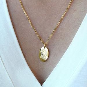 SunFlower Necklace . Positivity Inspired Gift by Poise Jewellers. Botanical Jewelry in Gold or Silver