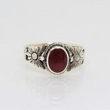 Sterling Silver Carnelian Flower Ring Size 5