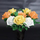 Rose bouquet, peach roses, beaded bouquet, beaded roses, french beaded flower, eternal roses, artificial roses, decorative flowers