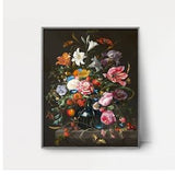 Vase of Flowers 17th Century Floral Still Life -- dutch flower painting dark flower art, antique botanical print, peony bouquet