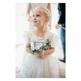 White Flower Girl Bouquet, Small Natural Sola Wood Wedding Bouquet, Ivory Toss Bouquet, Destination Wedding Flowers, Bridesmaid Prom Bouquet