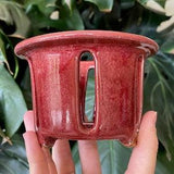Mini Red Ceramic Orchid Planter with Holes