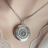 Sunflower Locket, Silver Sunflower Necklace, Round Silver Locket, Keepsake Necklace, Photo Locket, Gift for Mom