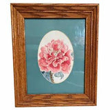 Pink Peony Watercolor Wood Framed Matted Unsigned