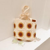 Crochet Tote Bag, Sunflower Crochet Bag, Shoulder Tote Bag